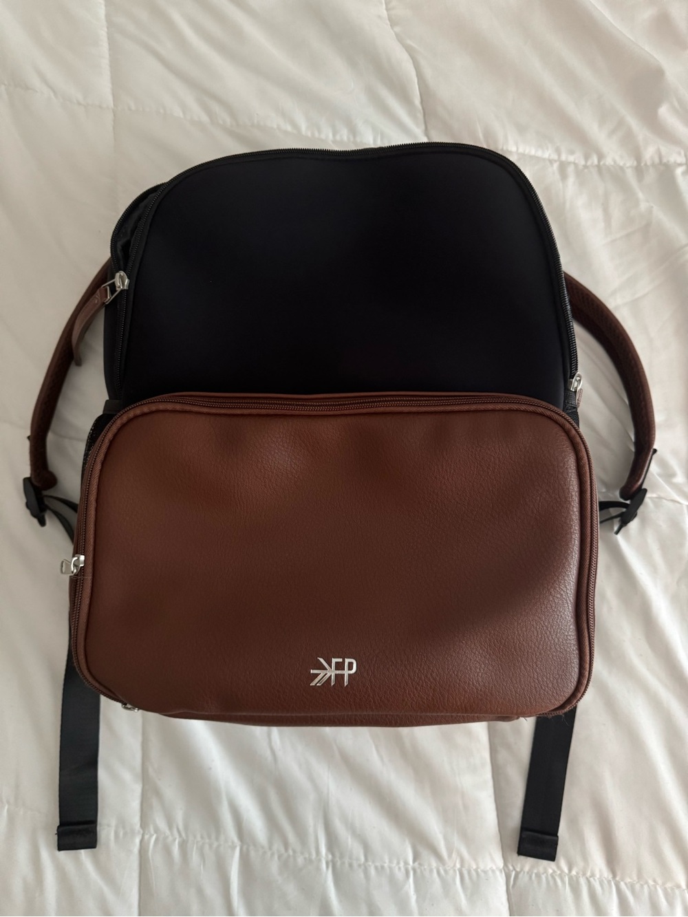Freshly Picked Brown & Black Two-Tone Backpack with Front Pocket